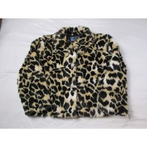 ModCloth Coat XL X-Large Leopard Print Rhinestones Faux Fur Retro Glam Haute